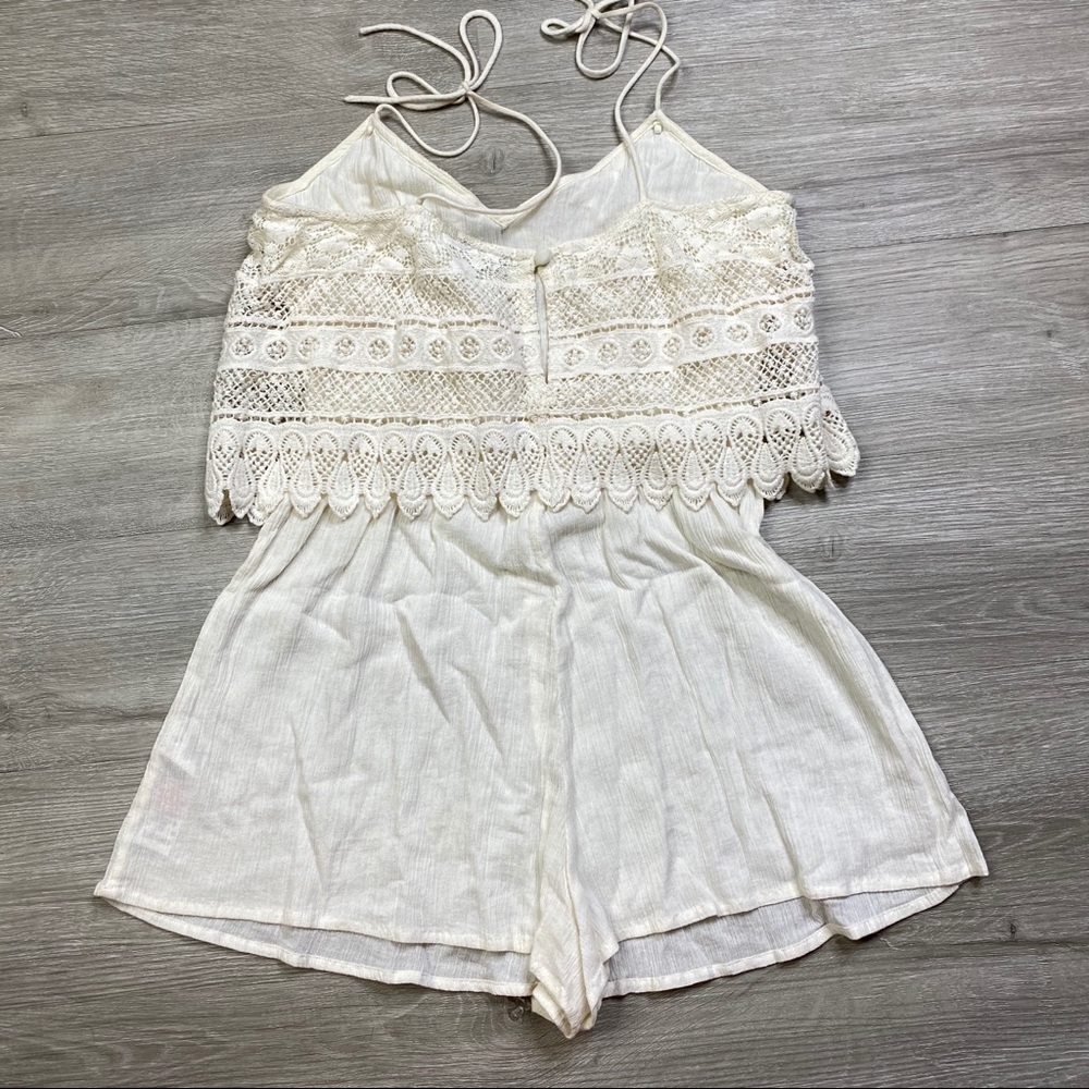 Topshop Cream Crochet Romper - Picture 2 of 6